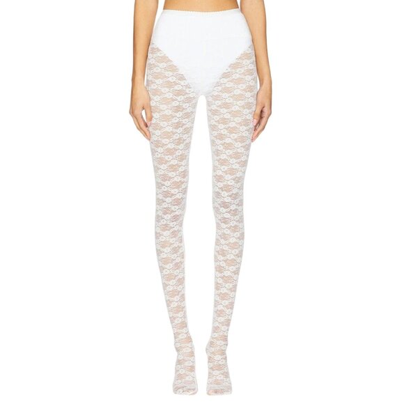 self-portrait x Christopher Kane Lace Tights in White Small New Nylons Pantyhose - Picture 3 of 12